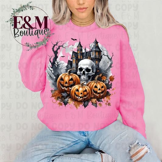 Pumpkin, Skull & Haunted House