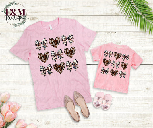 Kids Cow Print Hearts/Bows