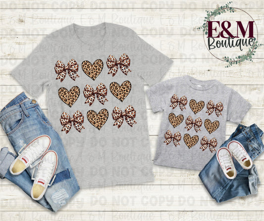 Kids Cheetah Print Hearts/Bows
