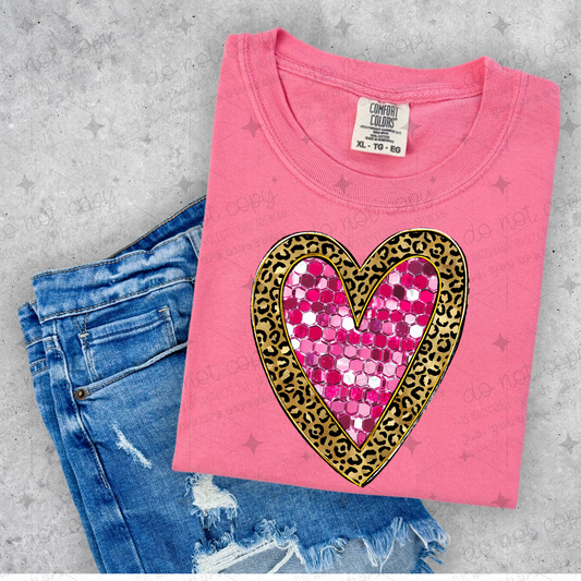 Cheetah Heart Pink Sparkle